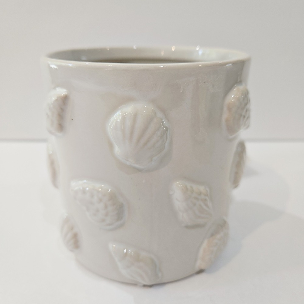 Sunday Morning Ceramics Mug Shells Shell Seaside Harbor Artisanal White New! - Picture 2 of 10